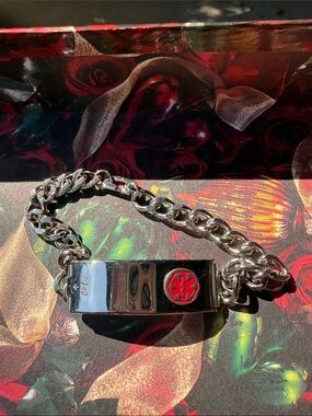 Medical Alert ID Bracelet - Silver Chain with Red Emblem